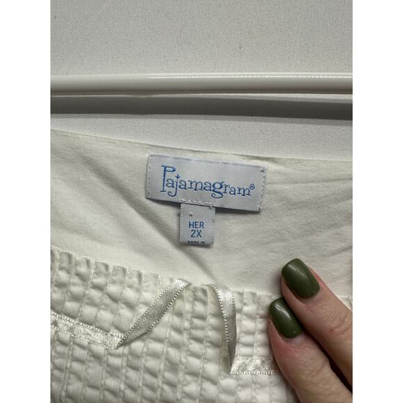 Lot of 2 Women Nightgowns Pajamagrams 2X Red White Cottage Cozy Cotton - Picture 5 of 8